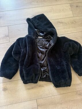 Jou Jou Black Faux Fur Hooded Puffer Jacket